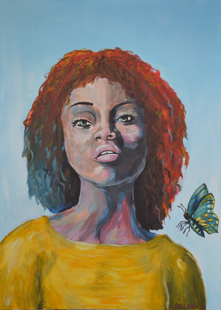Girl with Butterfly acrylic painting