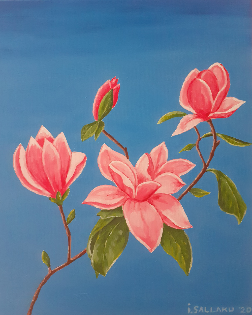 Magnolia Flowers acrylic painting