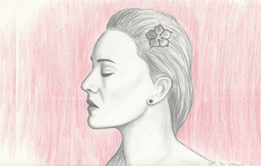 Woman with Flower pencil drawing by Ilir Sallaku